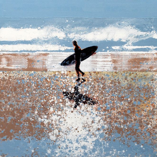 Lone Surfer, North Cornwall Beach. 