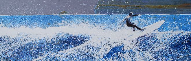 Polzeath, Cornwall - Surfer, shadow, surge of water. Original Available.