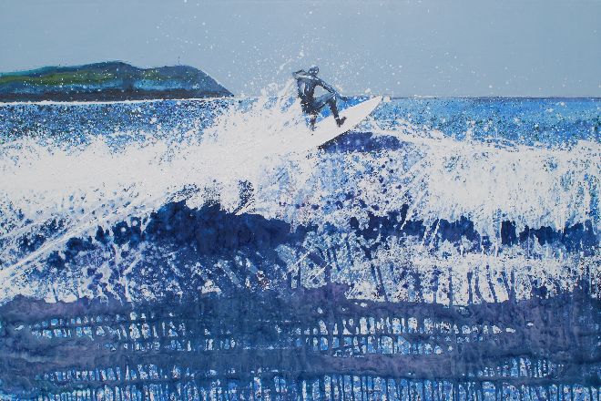 Polzeath - surfer off the lip. Original Painting Sold.